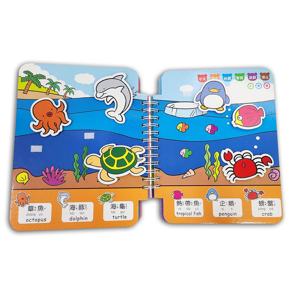 Happy Talk 點讀黏貼有聲遊戲書【4本魔鬼氈黏貼遊戲書+幼福熊點讀筆(可學習中、英、台、客語四種發音)】