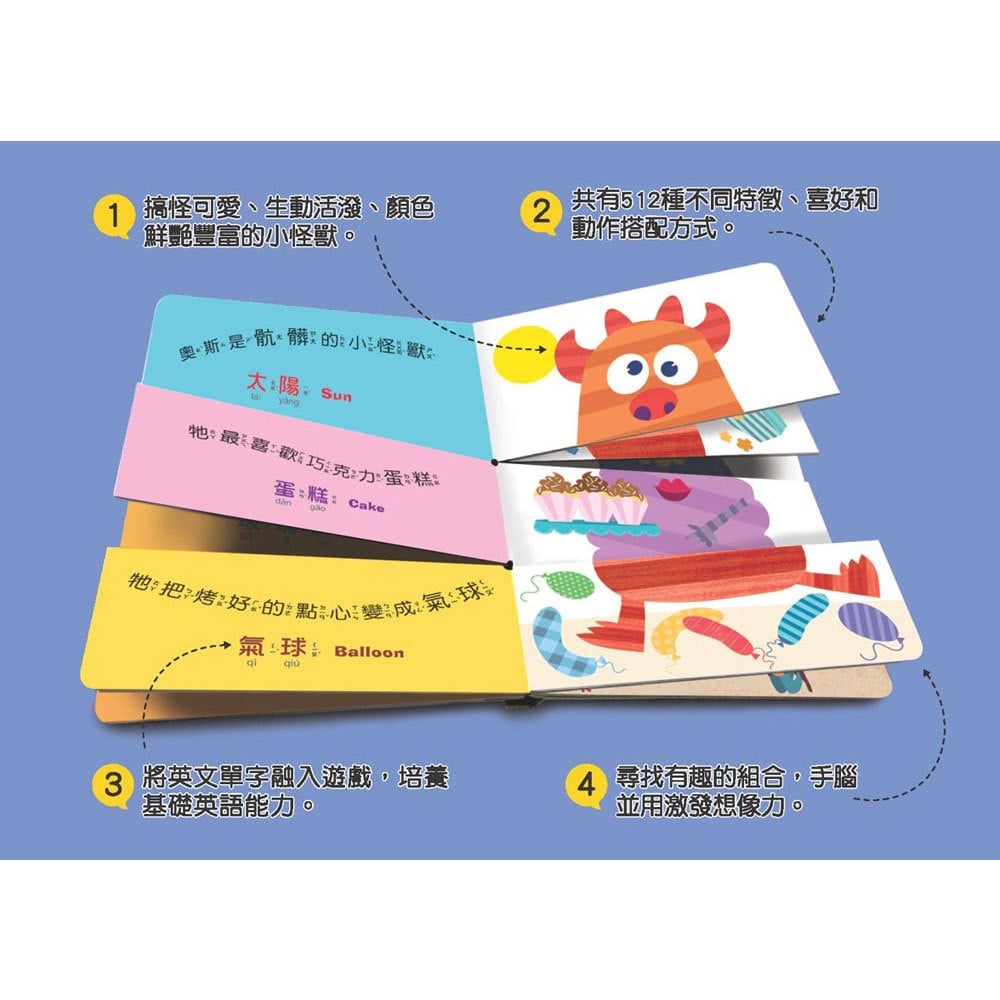 我是小怪獸,誰的身體,配我的腳?3N【小怪獸的512種變身 厚紙翻翻配對遊戲書】