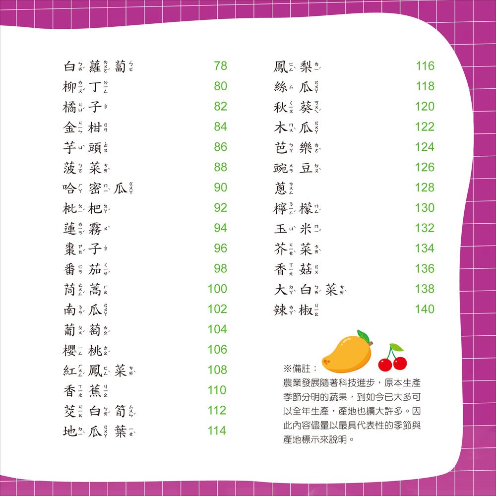 蔬果小百科(正方彩色精裝書144頁)