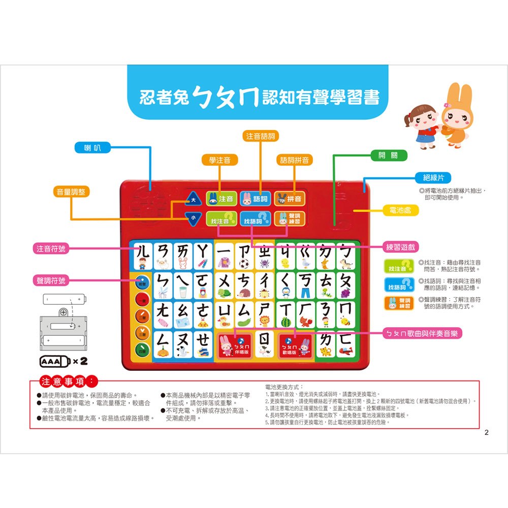 忍者兔ㄅㄆㄇ認知有聲學習書