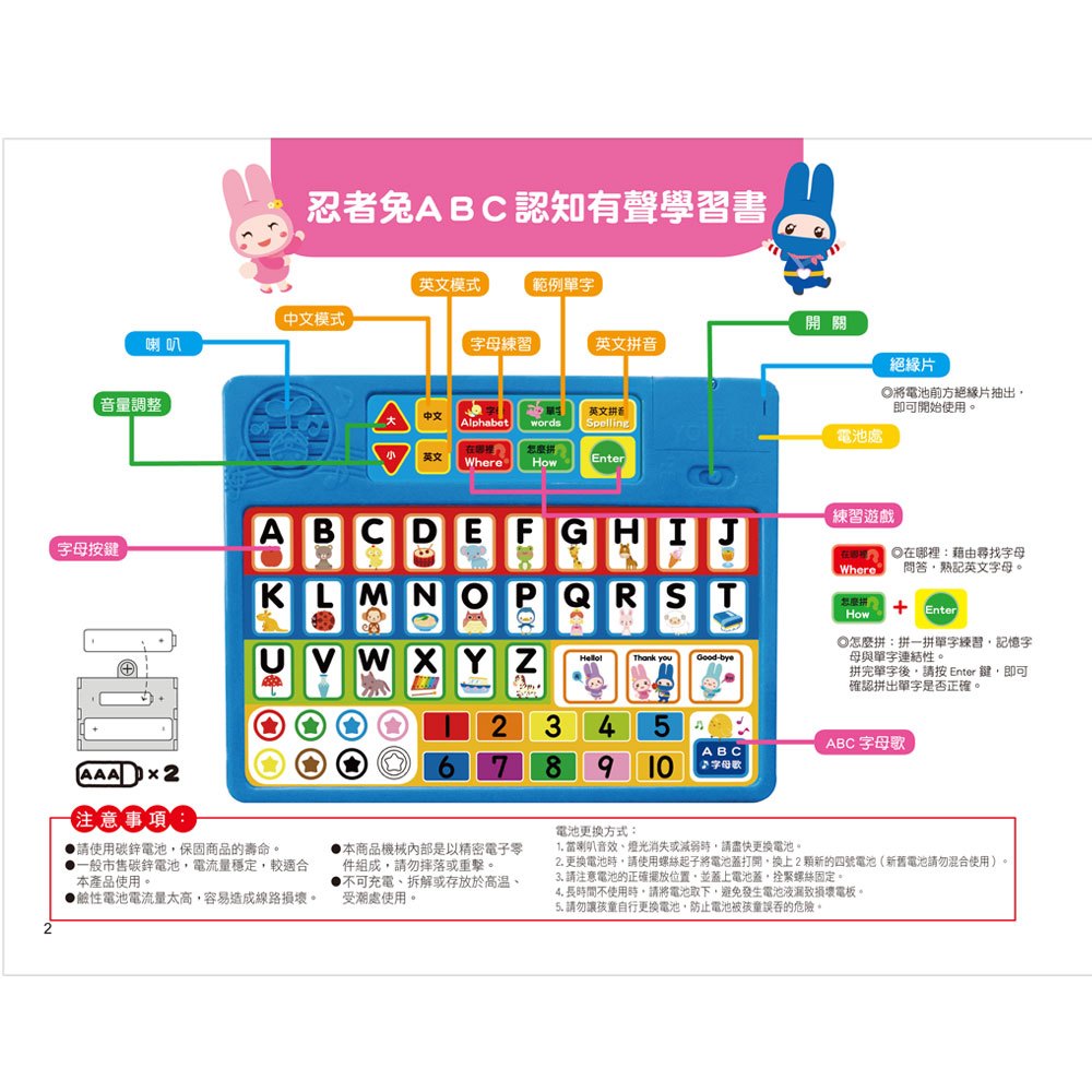 忍者兔ABC認知有聲學習書