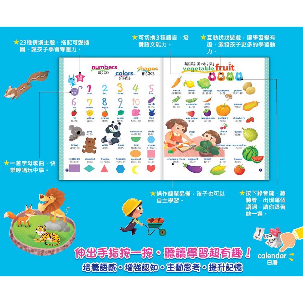 手指按按單字圖畫點讀書【中、英、台三語有聲Pro版】