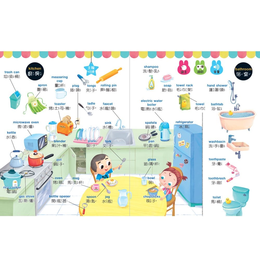 手指按按單字學習點讀書 【中、英、臺三語發音】