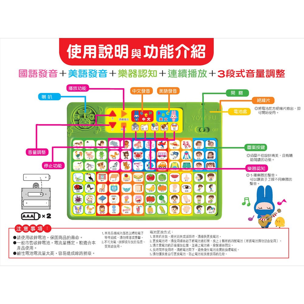 忍者兔幼兒認知雙語有聲學習書