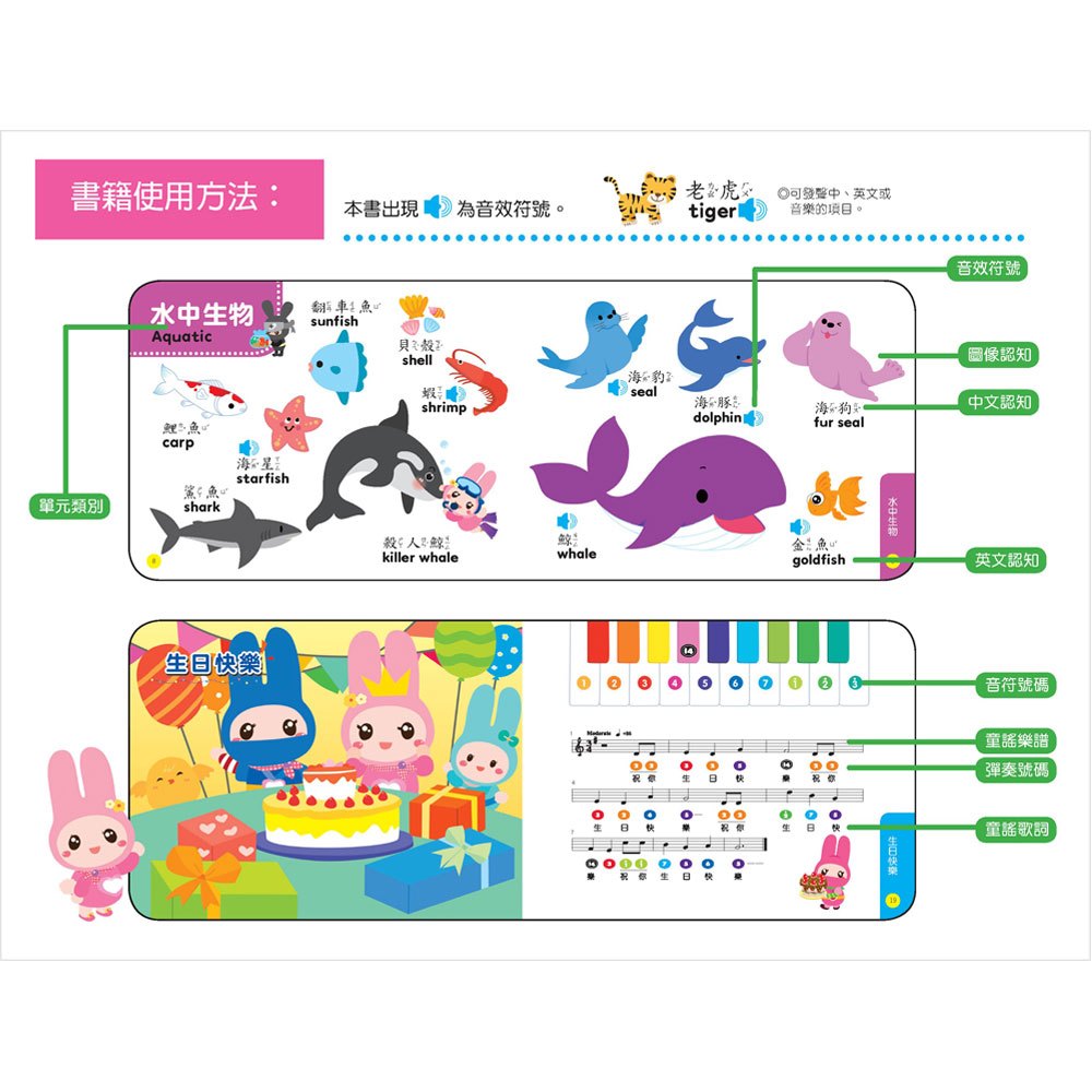 忍者兔趣味鋼琴雙語有聲學習書