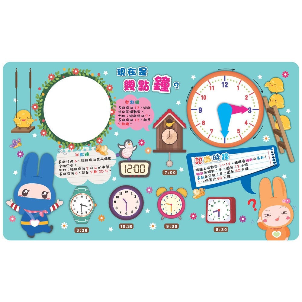 忍者兔時鐘遊戲書:現在幾點幾分?