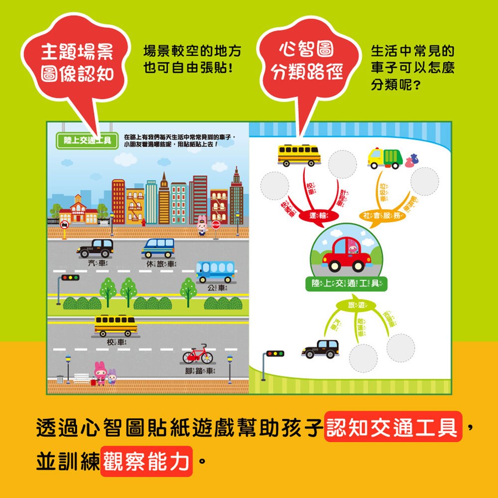 心智圖觀察遊戲貼紙書-交通大解密