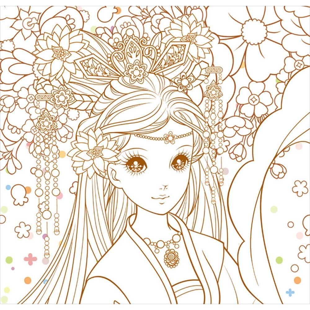 公主愛畫畫著色本-華麗公主