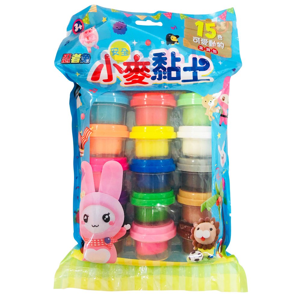 忍者兔安全小麥黏土:15色可愛動物澎派包