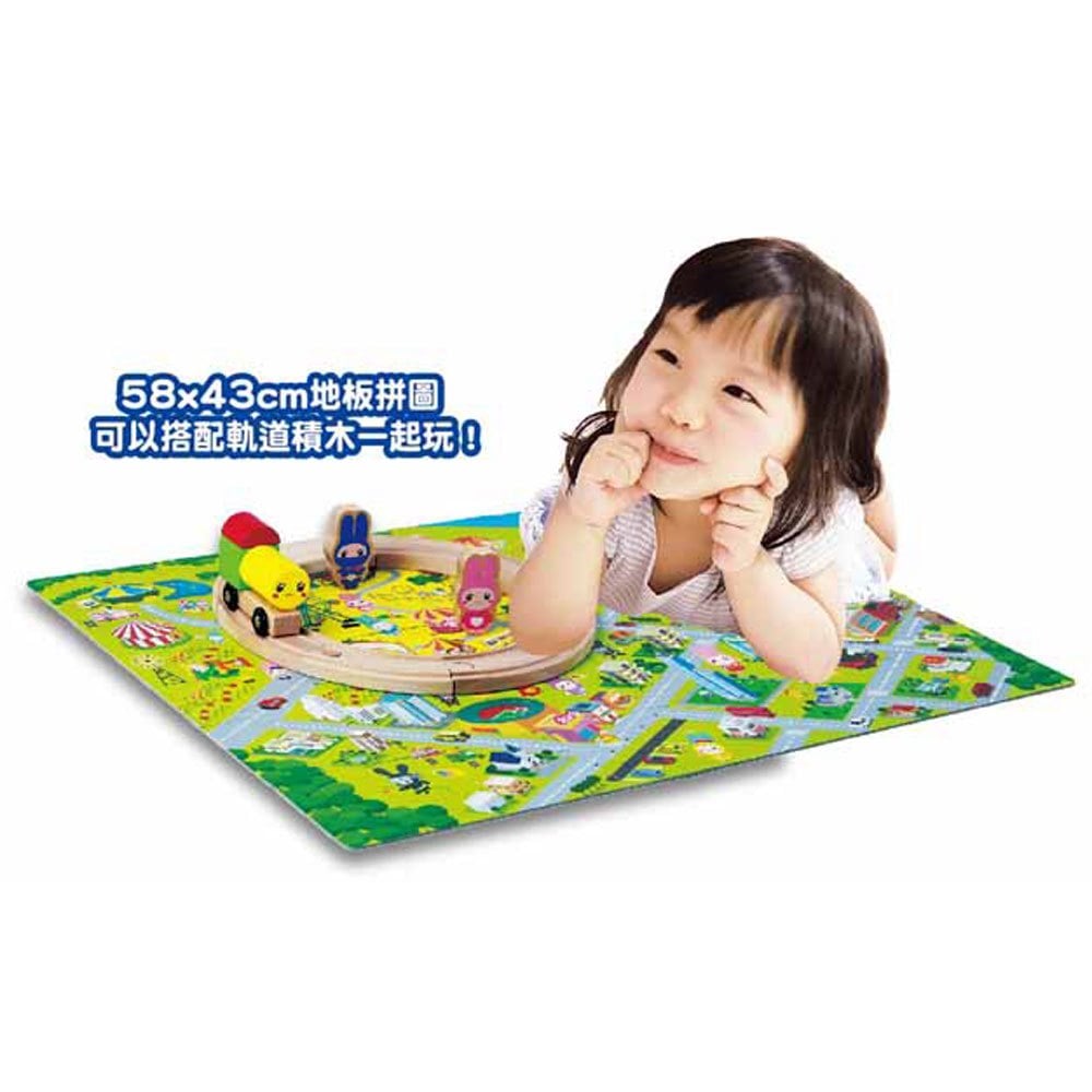 忍者兔火車軌道城市地板拼圖積木組