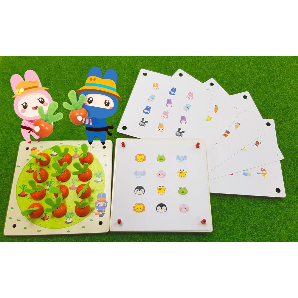 忍者兔胡蘿蔔記憶桌遊配對遊戲盤