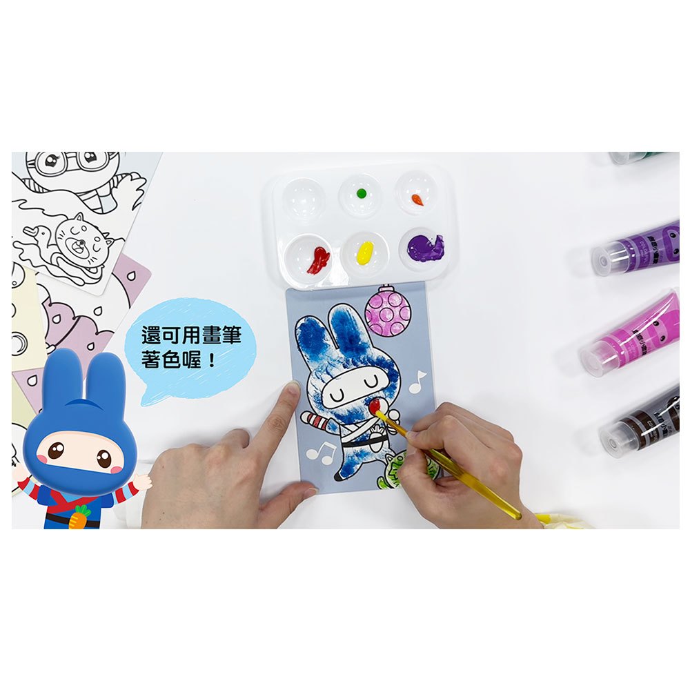 忍者兔創意小畫家趣味手掌指印畫
