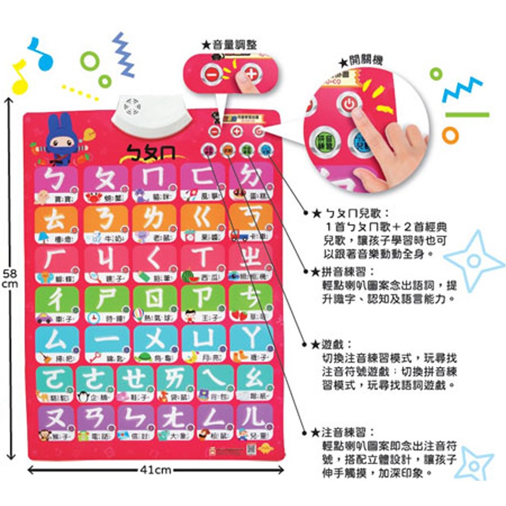 忍者兔3D立體觸控有聲學習掛圖:ㄅㄆㄇ