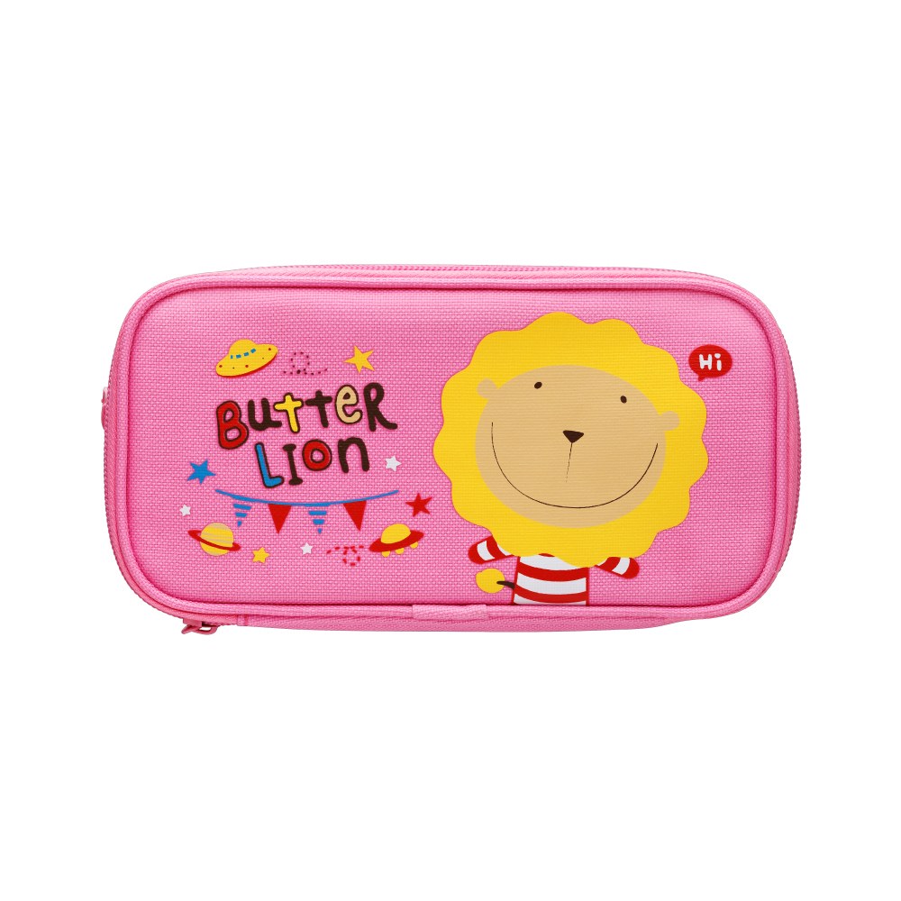 奶油獅雙層筆袋(粉) PB-306