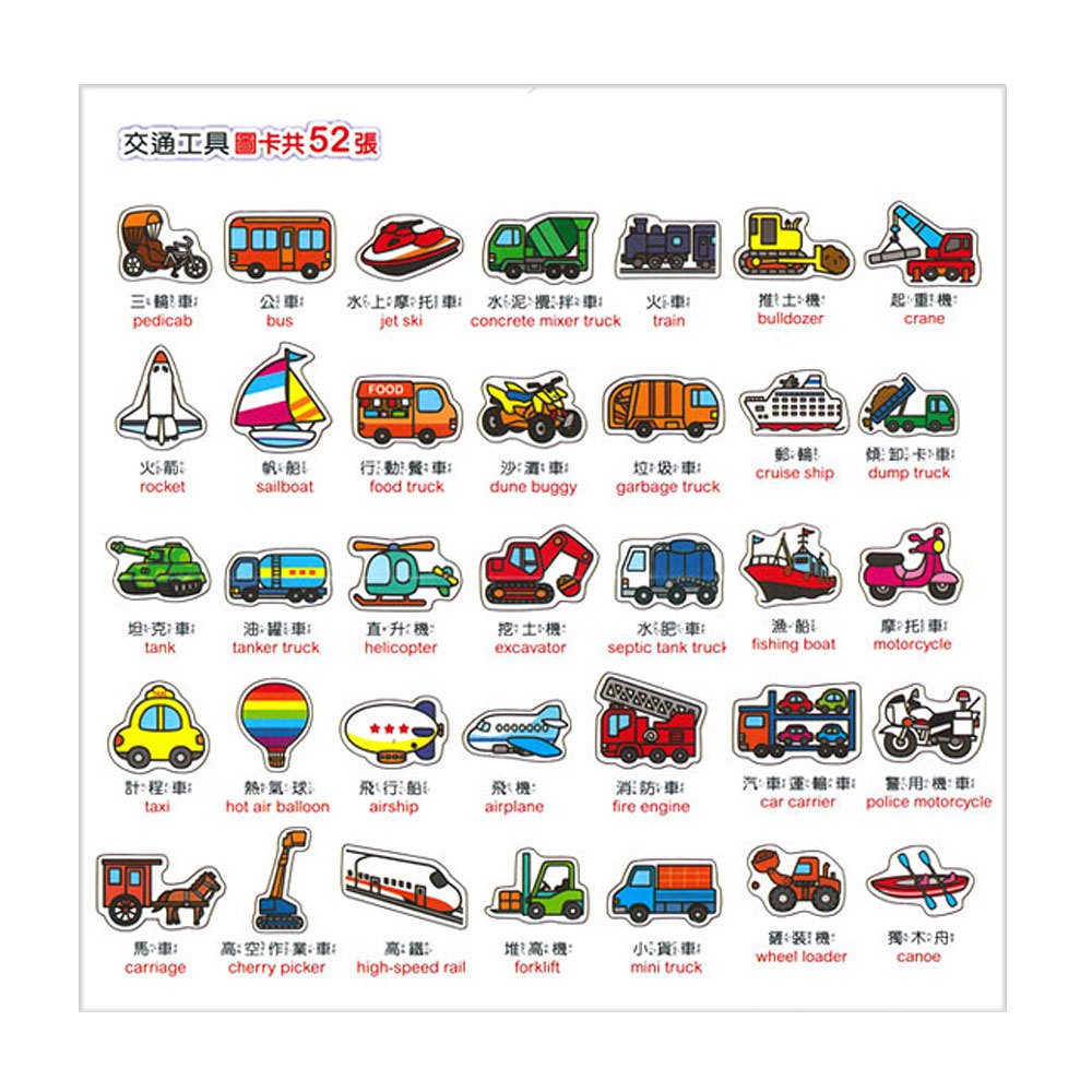 Baby圖形認知卡-交通工具