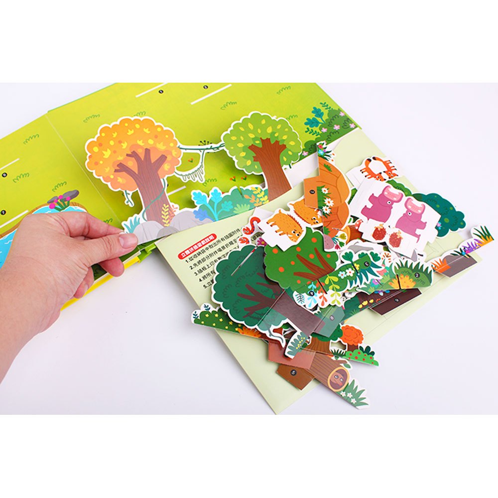 DIY創意拼插立體場景書-兇猛的野生動物