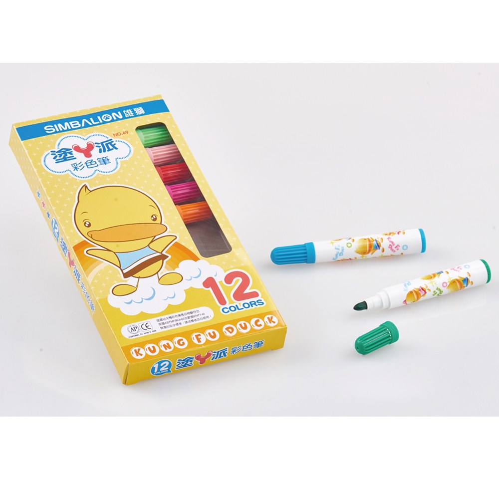 功夫鴨彩色筆(紙盒)-彩虹星12色