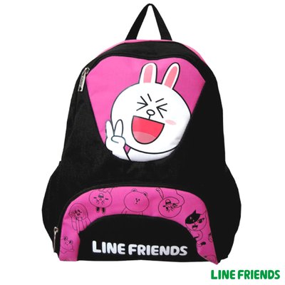 LINE FRIENDS 休閒後背包 -兔兔(黑底.粉紅)